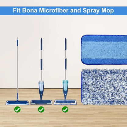 8 Pack Microfiber Cleaning Pad for Bona Mop Hardwood & Hard Surface Floors Dry and Wet Floor Cleaning - Includes 4 Microfiber Cleaning Pad, 2 Deep Clean Pads and 2 Dusting Pad - Dual Zone Cleaning