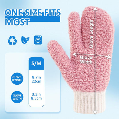 MIG4U Microfiber Dusting Gloves House Cleaning Glove for Blinds, Windows, Shutters, Furniture, and Car, Reusable Lint-Free Pink 1 Pair S/M