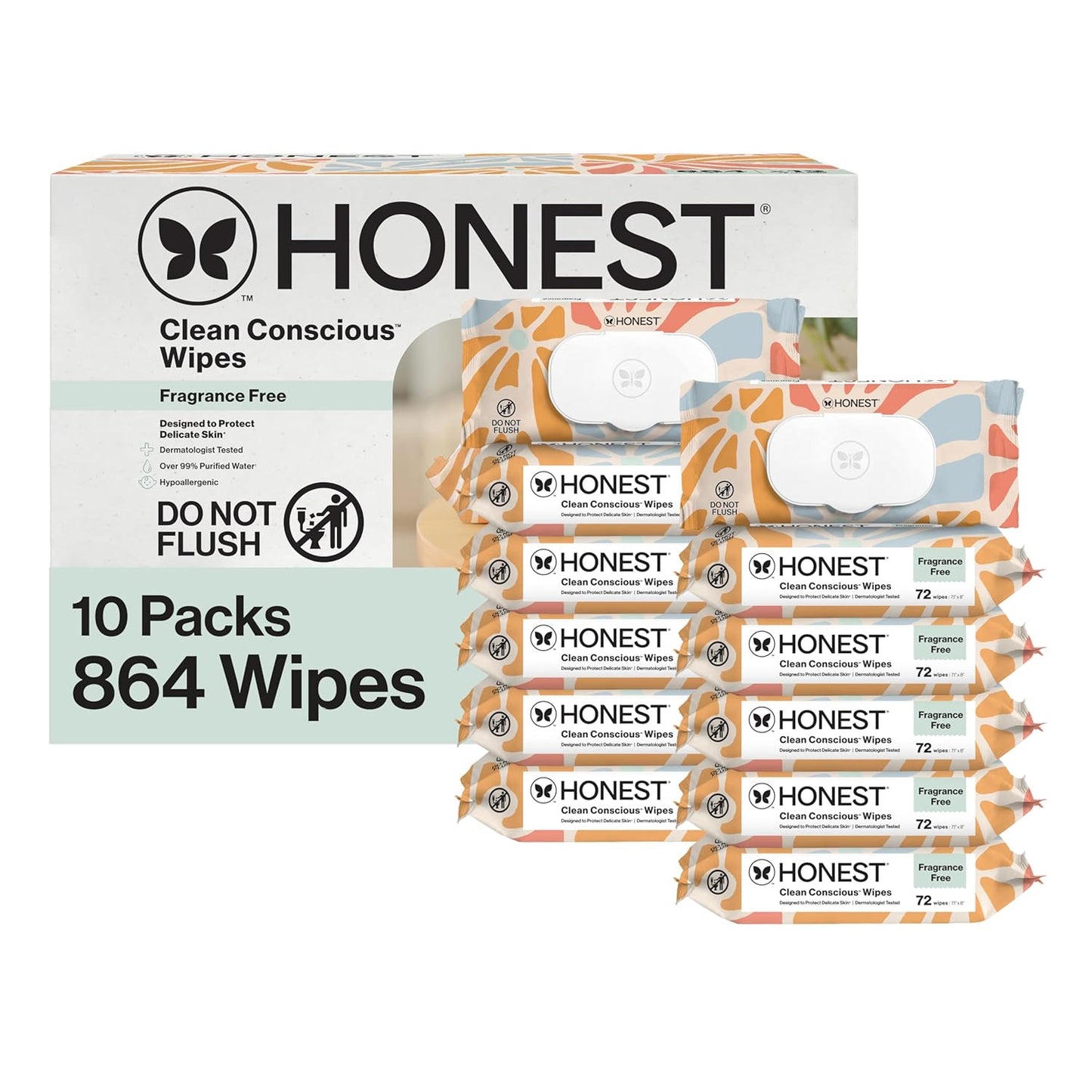 The Honest Company Hypoallergenic Multi-Use Baby Wipes for Sensitive Baby Skin, Rose Blossom, 60 Count