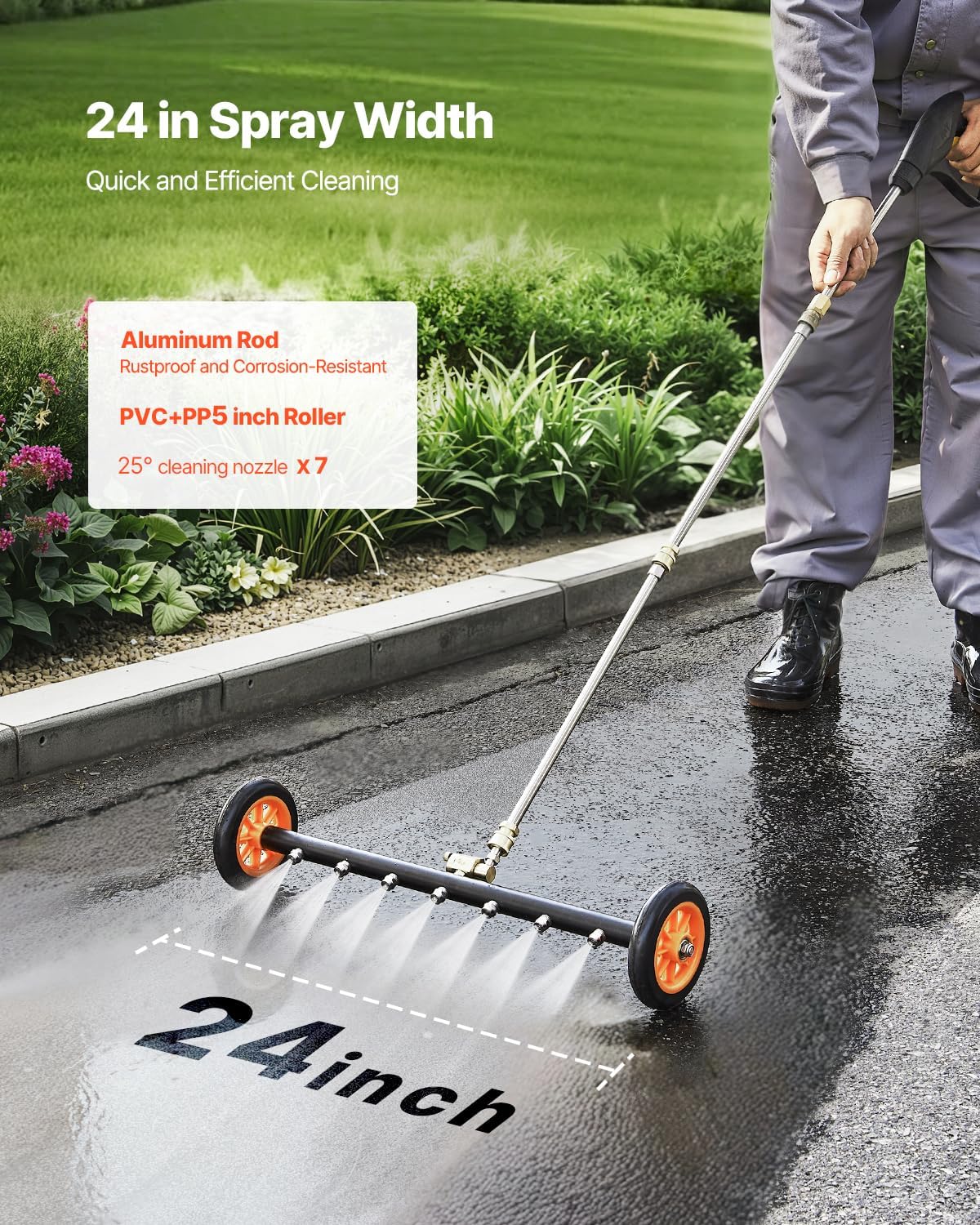 VEVOR 16 Inch Pressure Washer Undercarriage Cleaner, 4000 PSI Stainless Steel Cleaner with Angle Adjustment and 4 Nozzles, with 2 Extended Wands for Driveway, Patio, Deck