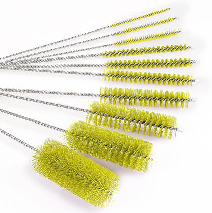 CiaraQ Bottle Cleaning Brushes, 8 Inch Nylon Tube Brush Set, Cleaner for Narrow Neck Bottles Cups with Hook, Set of 10pcs