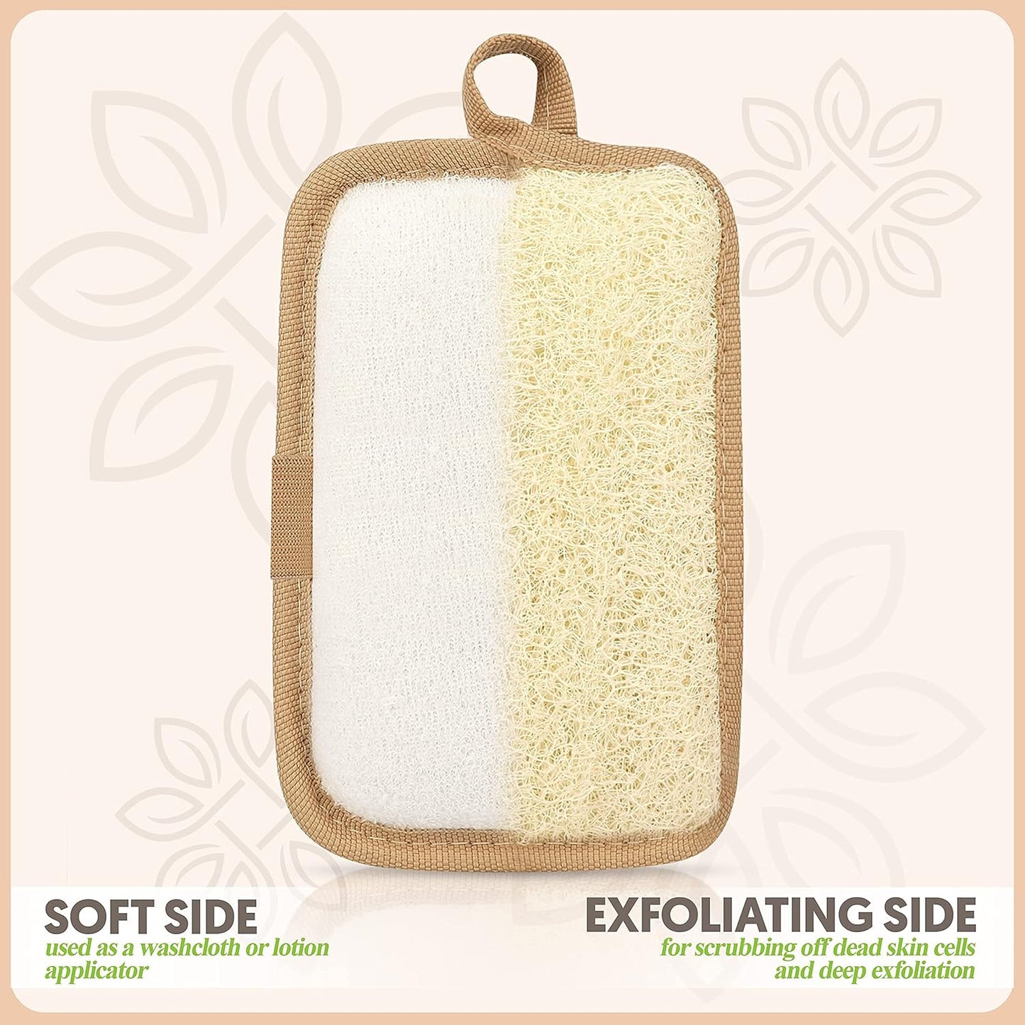 Almooni Natural Loofah Exfoliating Body Scrubber, Made with Natural Egyptian Shower Loofah Sponge, Bath Shower Loofah Sponge for Women and Men, for Face and Body That Gets You Clean - 2 Count (1 Pack)