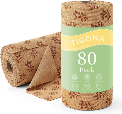 Microfiber Cleaning Cloth Roll,80 Pack Cleaning Towels,Lint Free Rags Paper Towels & Tear Away Reusable Towels,Washable Shop Rags Floral Wipe Cloth,Wash Cloths Dish Rags for Car Kitchen Window
