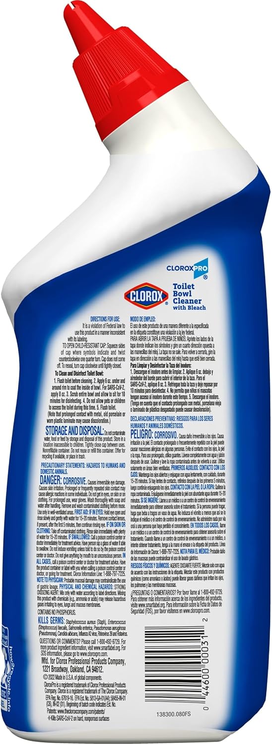 CloroxPro Commercial Solutions, Clorox Manual Toilet Bowl Cleaner with Bleach, Automatic Toilet Cleaner, Fresh Scent, 24 Ounces (Pack of 12) - 00031