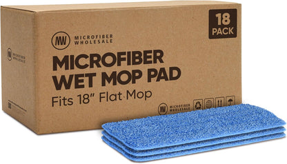 Microfiber Wholesale 18 inch Microfiber Mop Pads - Machine Washable, Reusable, Refills & Replacement Wet Mop Heads Compatible with Any Microfiber Flat Mop System (3 Pack)