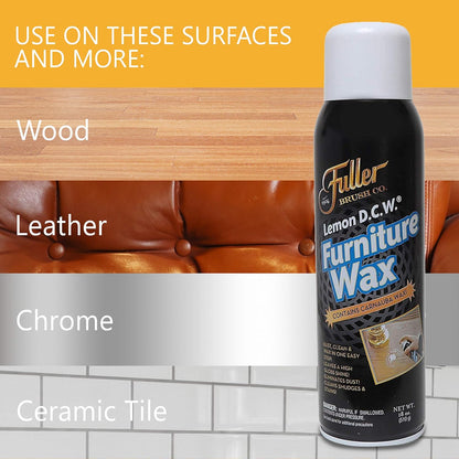 Fuller Brush Lemon D.C.W. Furniture Wax – 18 oz 3-in-1 Spray to Dust, Clean & Polish – Multi-Surface Use on Wood, Leather, Vinyl, Tile & More (Pack of 1)