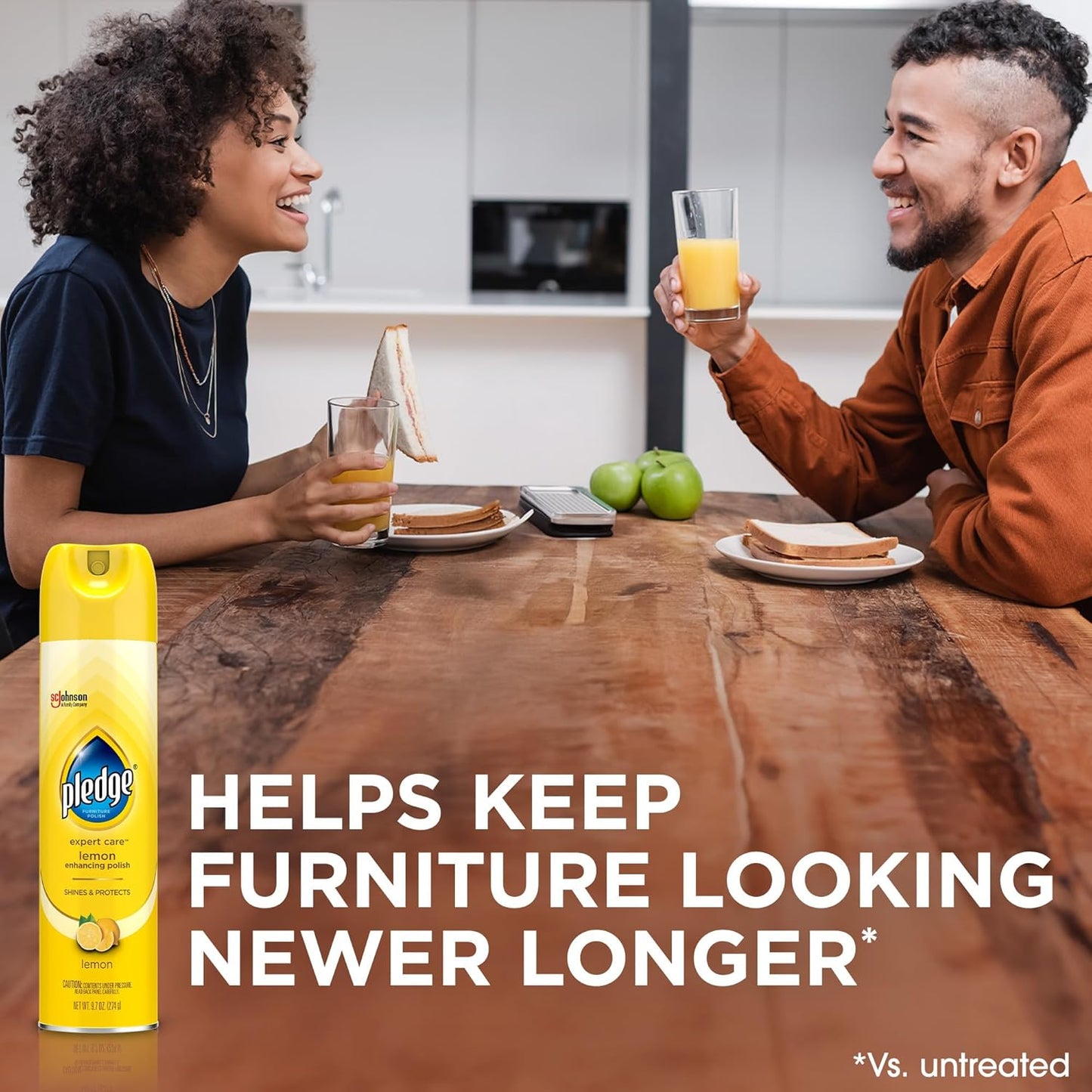 Pledge Enhancing Polish Spray, Wood Furniture & Stainless Steel Polish, Remove Dust and Fingerprints, Fast Shine and Protect, Prevent Scratches & Knicks - Lemon Scent, 9.7oz (Pack of 12)