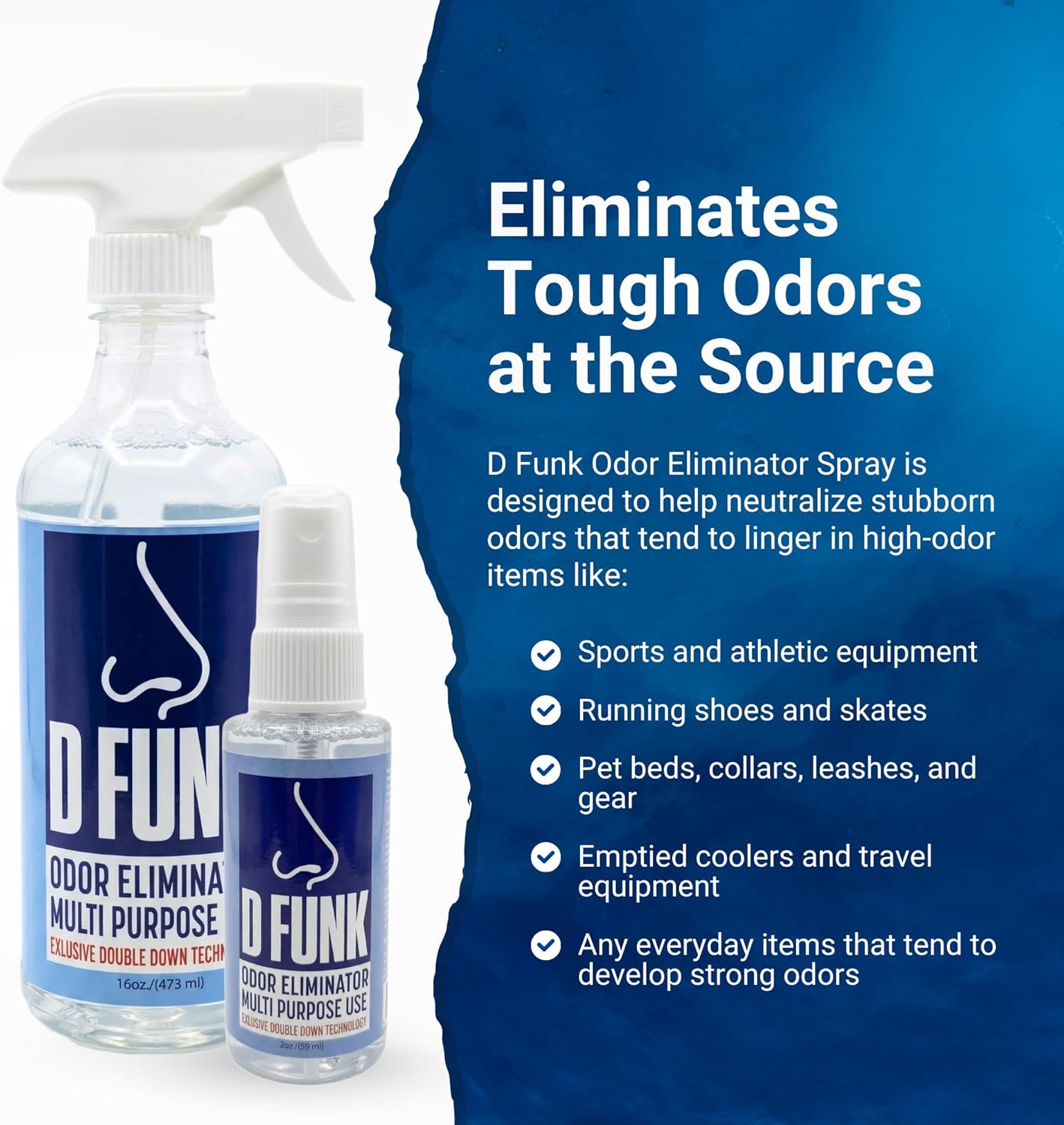 Ardent D Funk Odor Eliminator for Strong Odor, 2 Pack, 2 oz. Bottle, Spray to Remove Smells and Odors, Pet Supplies, Sport Shoes and Equipment, Coolers, Made in USA