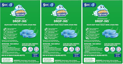 Scrubbing Bubbles Continuous Clean Toilet Drop-Ins, Automatic Blue Toilet Bowl Cleaner, Septic-Safe Tank Tablets Remove Hard Water Minerals & Limescale, Stain & Smell Protection, 5 Count (Pack of 1)