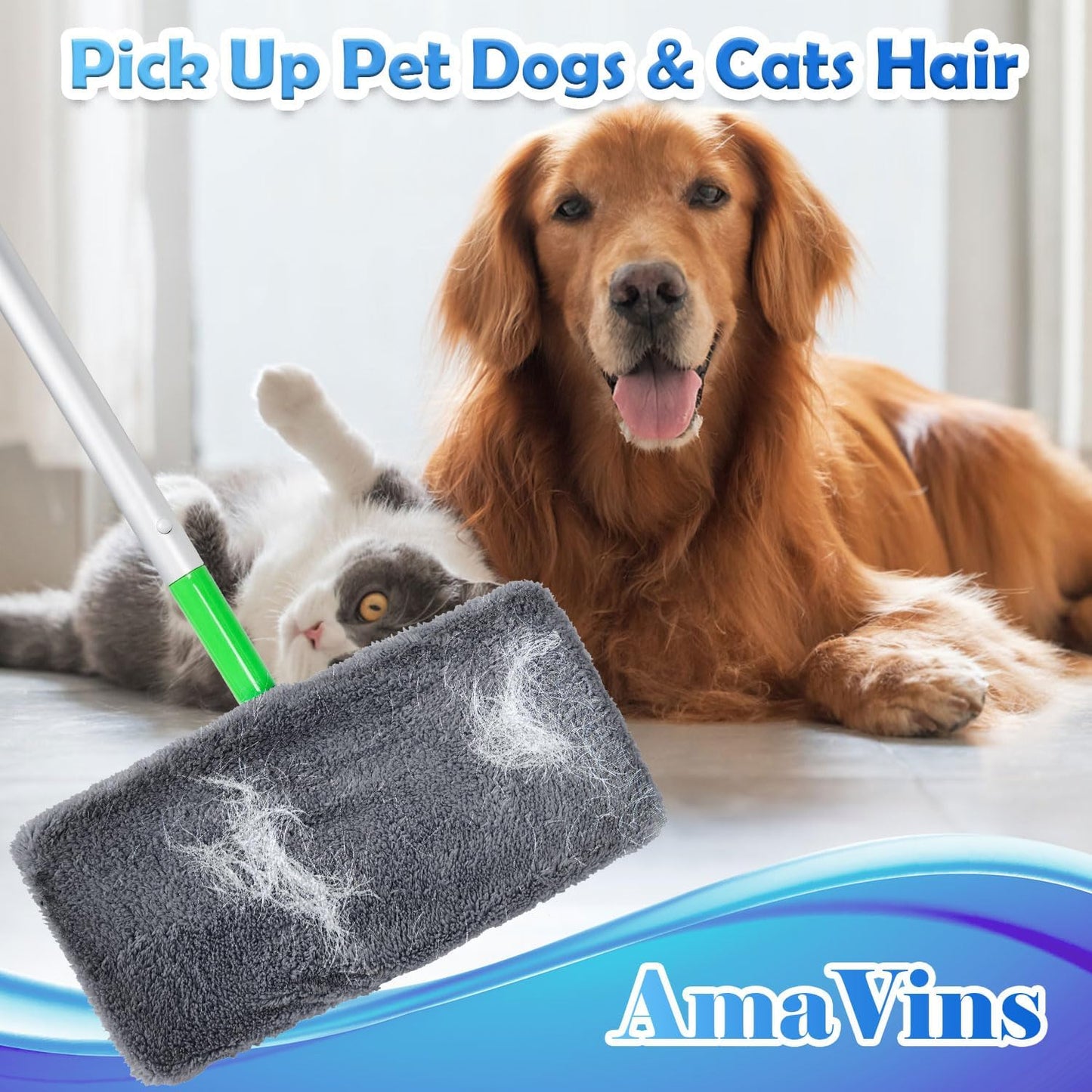 AmaVins 5 Pack Reusable Microfiber Mop Pads Compatible with Swiffer Sweeper Mop, Wet and Dry Flat mop Cover, Washable Mop Pads for Surface/Hardwood Floor Cleaning (Mop is Not Included)