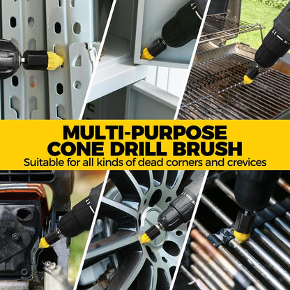 Holikme 9Pack Drill Brush ，All Purpose Drill Brush with Extend Attachment for Bathroom Surfaces, Grout, Floor, Tub, Shower, Tile, Kitchen and Car，Corner,Masonry Brushes，Yellow