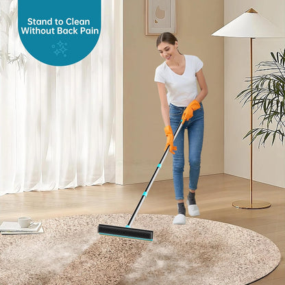SOCCSO Carpet Rake for Pet Hair Removal (3 Pack),Dog Cat Fur Remover Rubber Broom,Carpet Rake - 60" Long Handle Lint Shaver Cleaner Tools,Scraper Brush for Carpet,Rug,Car Mat,Couch,Pet Bed,Furniture