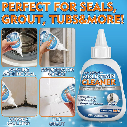 Vigorder Mold Stain Cleaner Gel, 8 FL oz Heavy-Duty Household Cleaner for Washing Machine Gasket, Shower Caulk, Bathroom Grout & Front Loader Seal