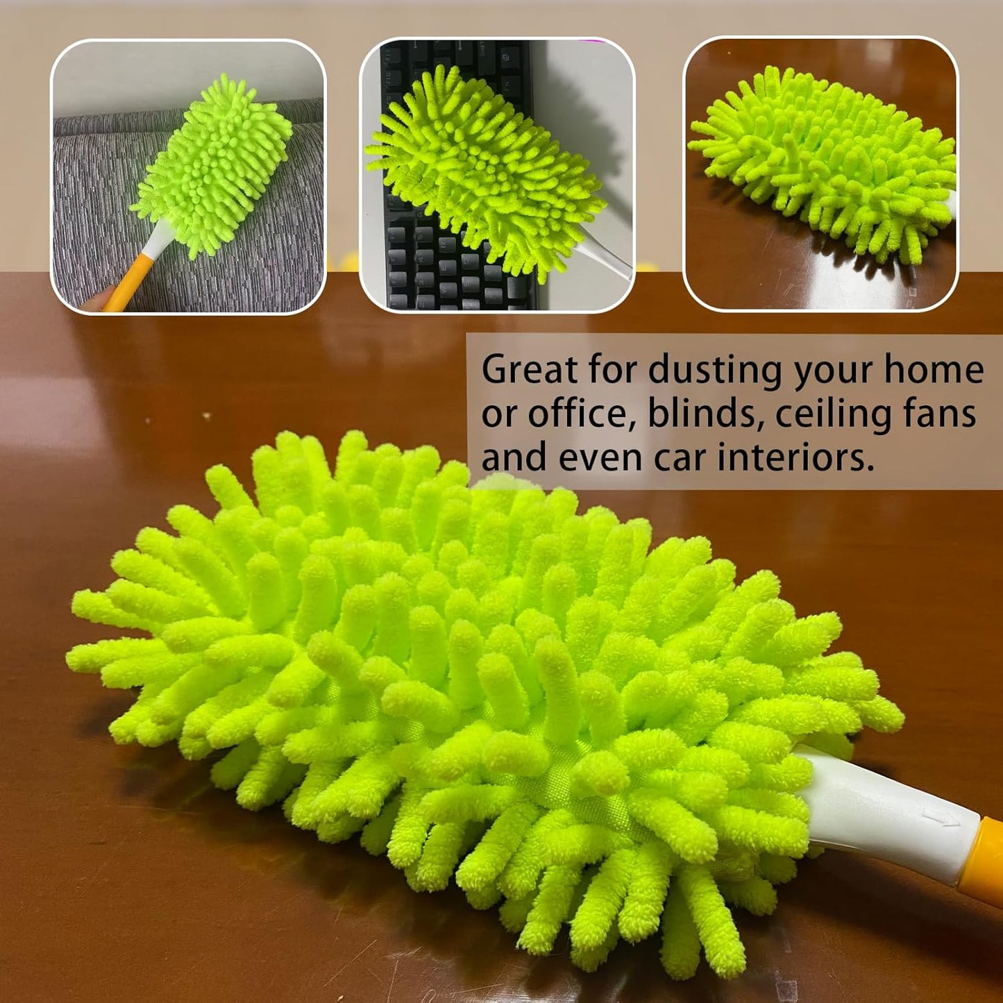 Reusable Duster Refill Compatible with Swiffer Hand Duster - 360 Heavy Duty Dusters Refills - Microfiber Ceiling Fan Duster for Swiffer Dusters Extended Handle, 4 Pack(Handle is Not Included)