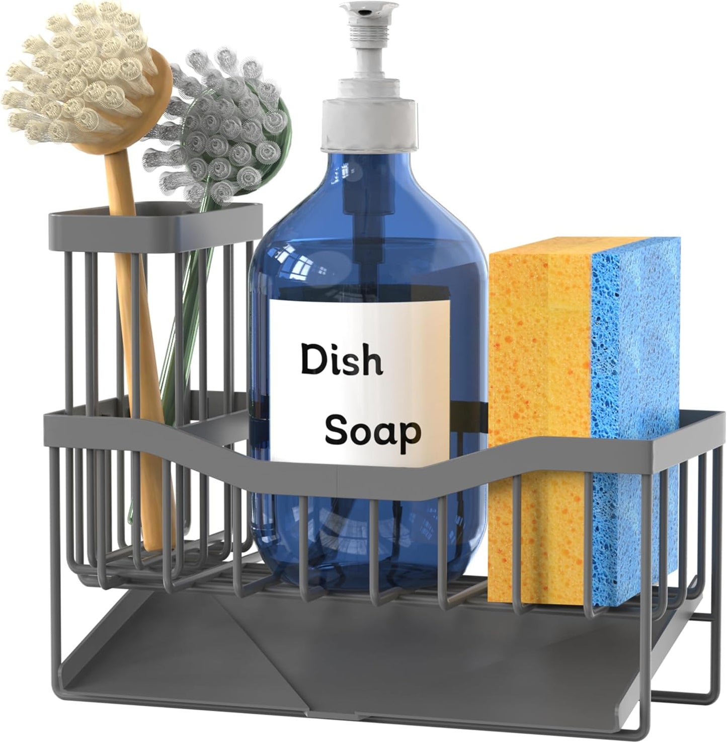 Fssvcd Maifan Sink Caddy Sponge Holder for Kitchen with Brush Holder and Stainless Steel Self Drain Tray, Rustproof Kitchen Sink Organizer for Sponge, Soap Dispenser Storage Accessories