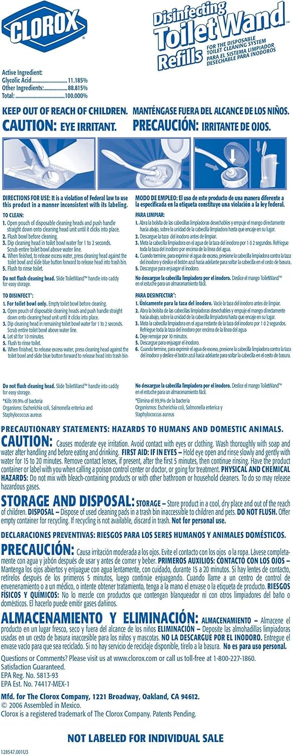 Clorox ToiletWand Disinfecting Refills, Disposable Wand Heads, 30 Count (Package May Vary)