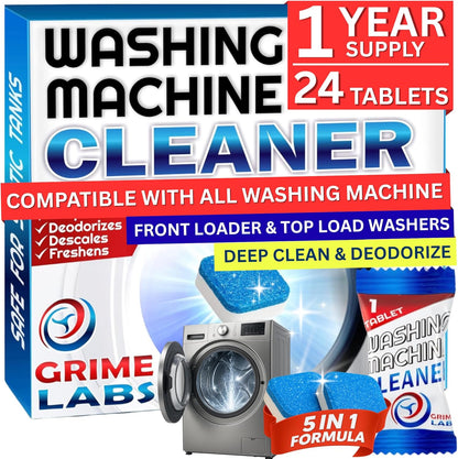 Dishwasher Cleaner Deodorizer Descaler Tablets, 24 pack Heavy Duty Deep Clean and Natural Limescale Remover, Dish Washer Cleaner Machine Pods, 12 Months Supply