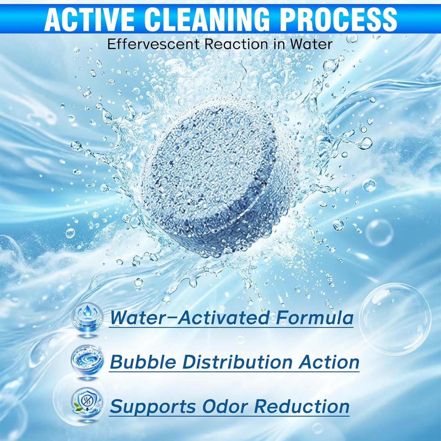 Toilet Bowl Cleaner Tablets -24 Count, Drop-In Toilet Tablets, Long-Lasting Slow Dissolve, Helps Reduce Limescale and Hard Water Stains, Deodorizing Blue Water Freshener for Easy Toilet Cleaning