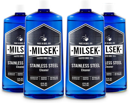 Milsek Stainless Steel Cleaner - Multipurpose Cleaning Supplies for Home and Kitchen Appliances, Sink, Stovetop, Dishwasher, Microwaves and Refrigerators - 12 Fl Oz (Pack of 1)