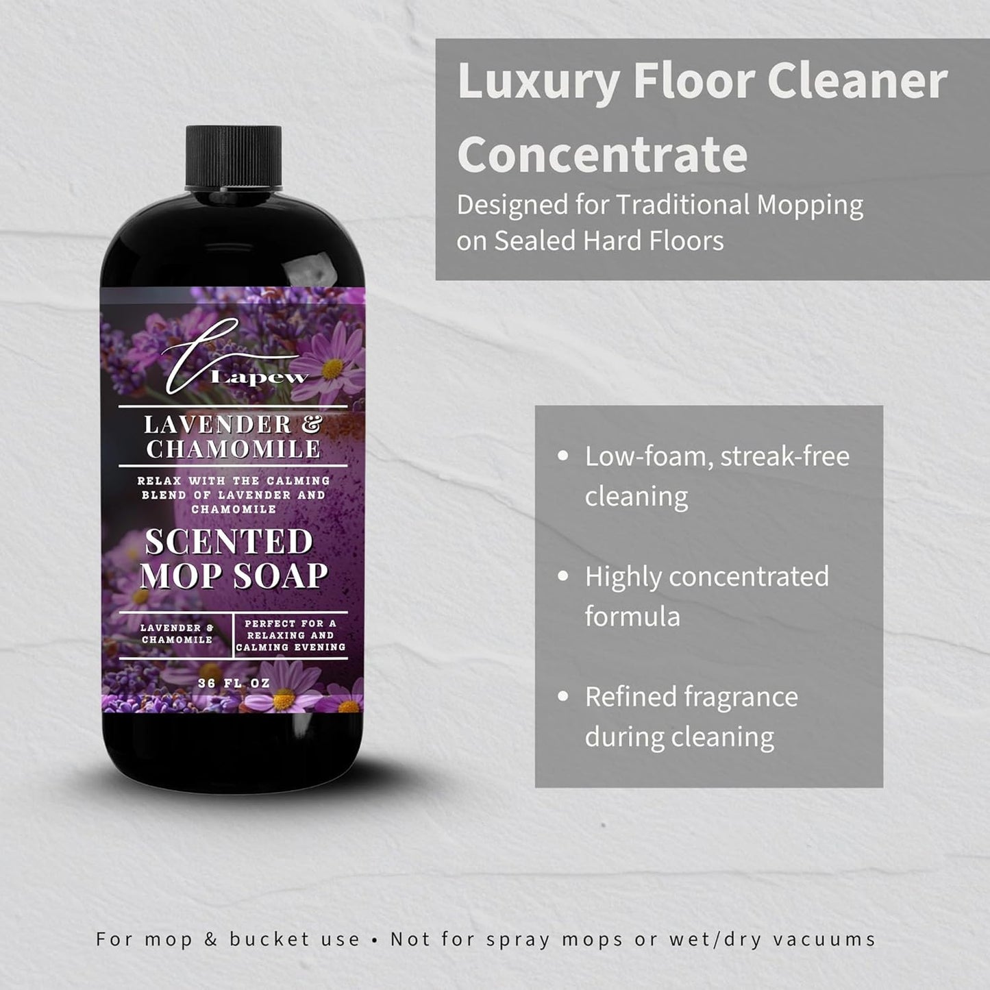 Lapew Santal Scented Mop Soap - Luxury Floor Cleaner Concentrate for Mopping Tile, Laminate, Vinyl & Hardwood | Streak-Free, Low-Foam | 36 oz - Colors A