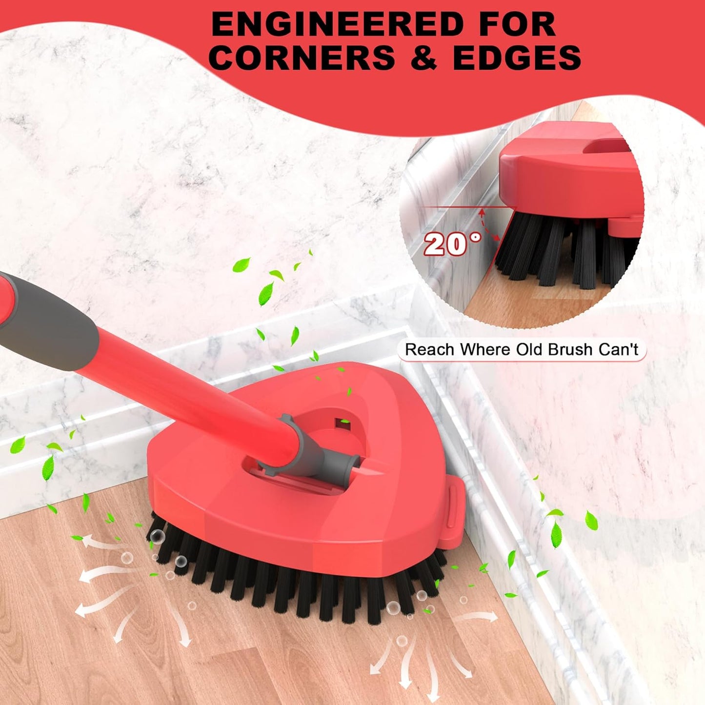 Replacement Scrub Brush for O-Cedar 2-Tank System, 4.4" Triangular Spin Mop Scrubber Head, Heavy-Duty Stiff Bristle Cleaning Brush for Tile, Grout, Bathroom, Kitchen & Floors