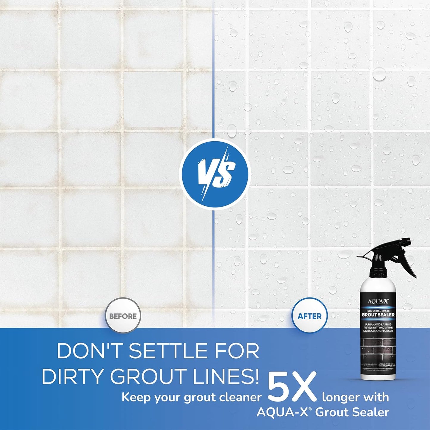 AQUA-X 16 Oz. Grout Sealer, Clear Grout and Tile Sealer, Natural Finish, Professional Grade, Indoor & Outdoor, Fast Dry and Long Lasting Protection