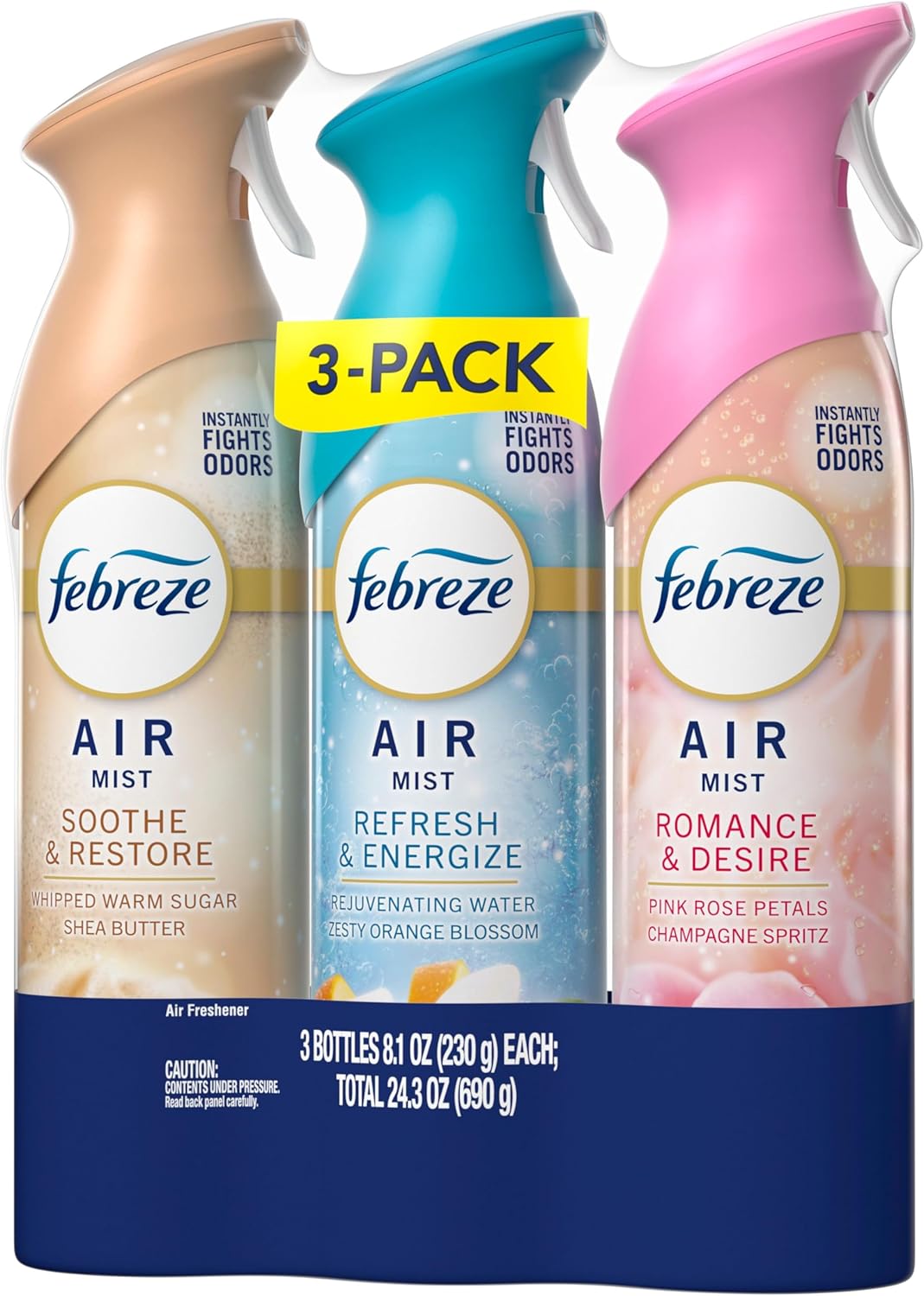 Febreze Air Mist, Air Freshener Spray, Odor Fighting Room Spray, Deodorizer for Home Bathroom Kitchen Office Apartment Dorm Room Classroom, Kitchen Base Mix, 8.1oz, 3ct