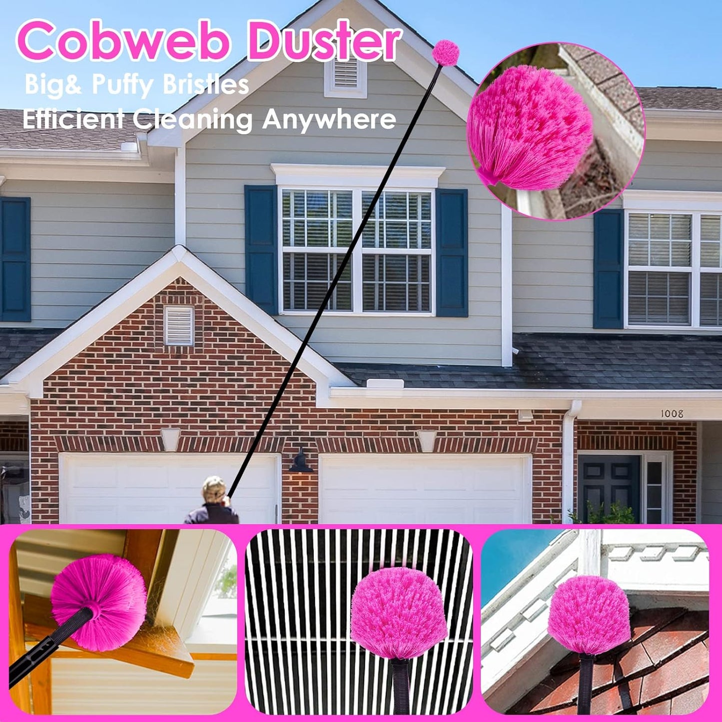 CALBEAU 15 Foot Dusters for Cleaning, Duster with Extension Pole 7-15ft, Microfiber Feather Duster Used for Cleaning Ceiling Fan, High Window, Blinds, Shutters, Sofa, Cobweb Duster for Home (12 PCS)
