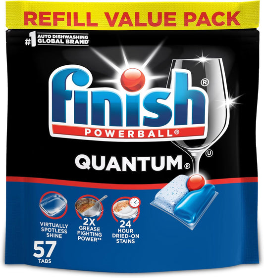 Finish Quantum Dishwasher Pods, No Pre-Rinse Dishwasher Detergent Soap Removes 24HR Dried-On Stain and Grease, Leaving a Virtually Spotless Shine, 82 Count
