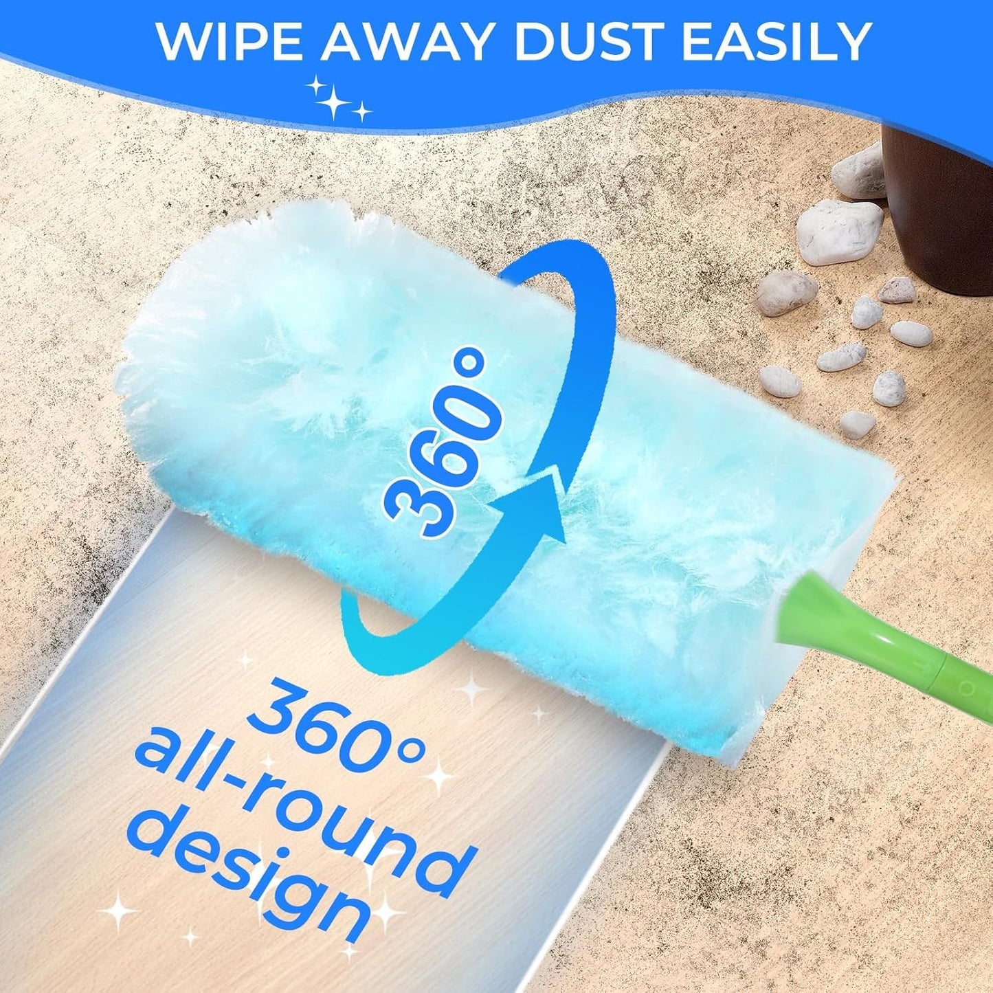 30PCS Disposable Dusters Refills Compatible with Swiffer,180 Degree Electrostatic Disposable Replacement Head for Home,Office,Ceiling Fans,Blinds and Furniture Dusting