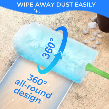 30PCS Disposable Dusters Refills Compatible with Swiffer,180 Degree Electrostatic Disposable Replacement Head for Home,Office,Ceiling Fans,Blinds and Furniture Dusting
