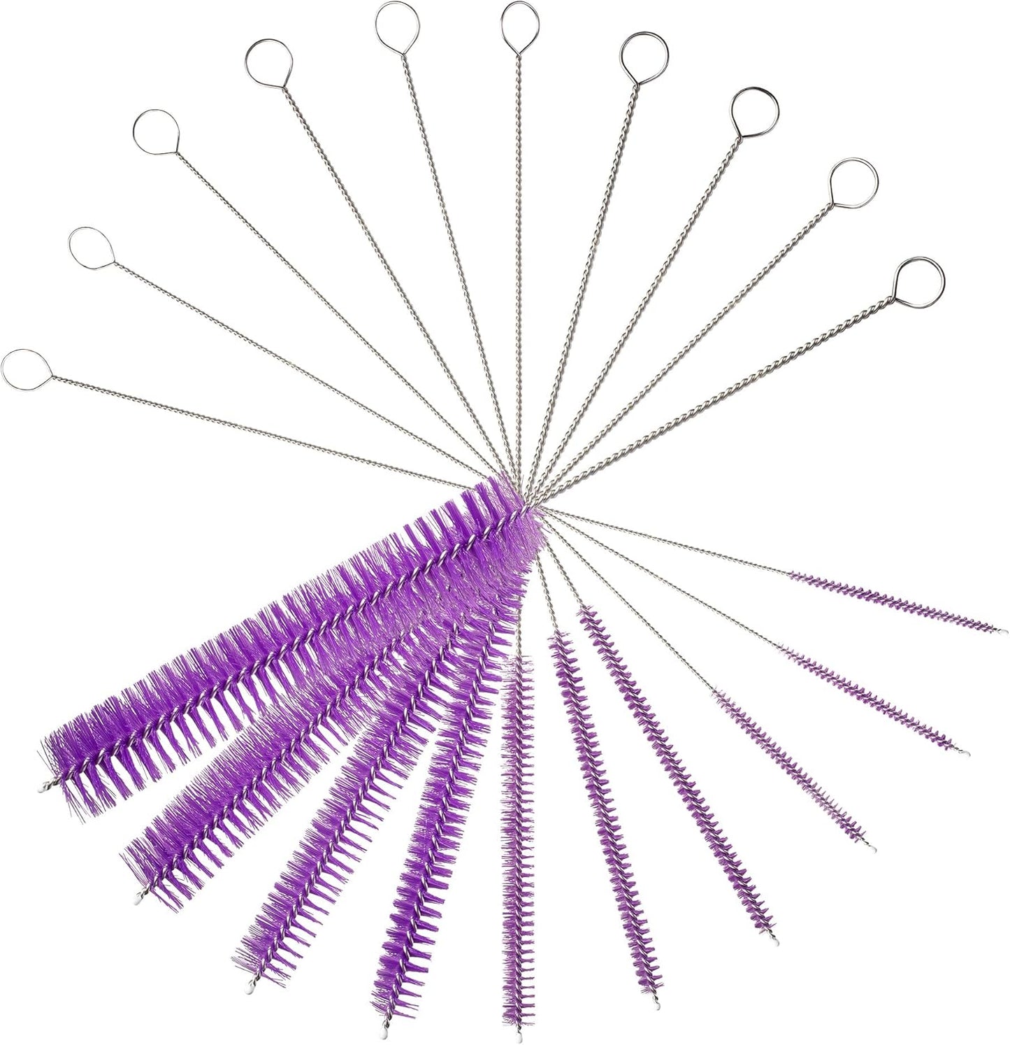 10" Tube Cleaning Brush Set, 5 Pack Large, Extra Long Nylon Straw Brushes with Flexible Handles for Bottles, Cleaning Straws, Pipe Cleaners, Keyboard, Glass, Guns, Detailing and Deep Cleaning, Black