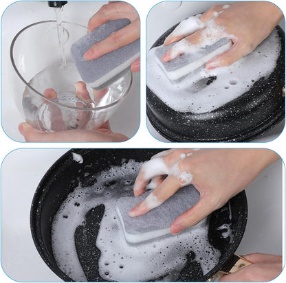 40 Pcs Kitchen Dishwashing Sponge Individually Wrapped Sponges, Bulk Non Scratch Scouring Pad Odor-Free Dish Sponges for Washing Dishes Wipes for Household Cleaning Dishes Travel Apartments, Grey