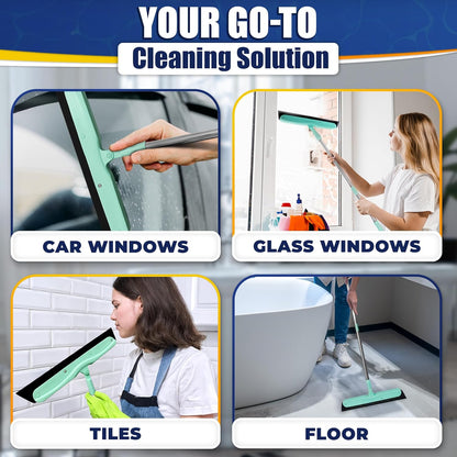 Floor Squeegee - 34.5" Telescoping Squeegee for Window Cleaning with Durable Stainless Steel Blade for Clear Surface Wiping - Suitable for Bathroom Mirrors, Car Windows and Home Surfaces