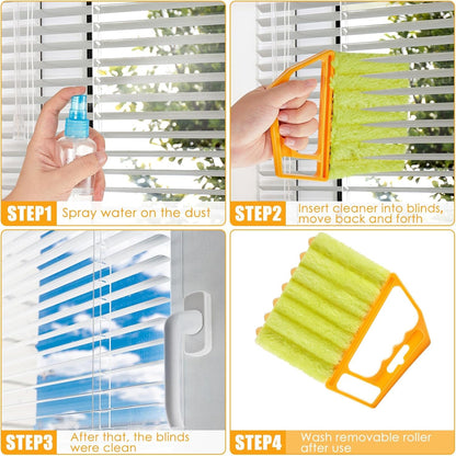 Geiserailie 1 Pcs Window Venetian Blind Cleaner Duster Tool Washable 7 Fingers Dusting Cleaner and Air Vent Shutter Brush Blinds Air Conditioner Fan Duster Dirt Housekeeping Tool (Orange)