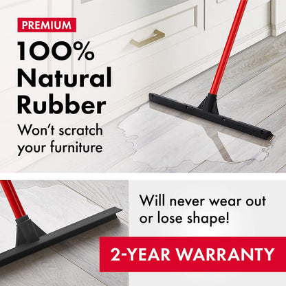 Tyroler Floor Squeegee for Concrete Floors, 17" Heavy Duty Squeegee for Floor, Squeegees Broom for Floors with 55" 4 Part Handle Perfect for Tiles, Marble, Garage, Deck, Patio, Bathroom, Shower