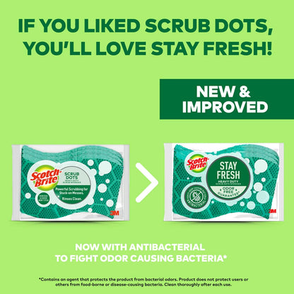 Scotch-Brite Odor Resist Heavy Duty Scrub Sponge, Dishwasher-Safe Kitchen sponges for Serious Scrubbing, Multipurpose Dish Sponge for Stuck-On Messes, 6 Scrubbing Sponges