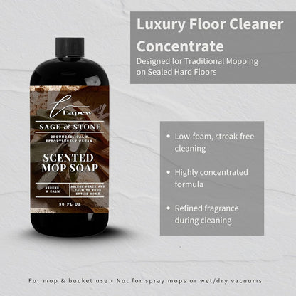 Lapew Santal Scented Mop Soap - Luxury Floor Cleaner Concentrate for Mopping Tile, Laminate, Vinyl & Hardwood | Streak-Free, Low-Foam | 36 oz - Colors A