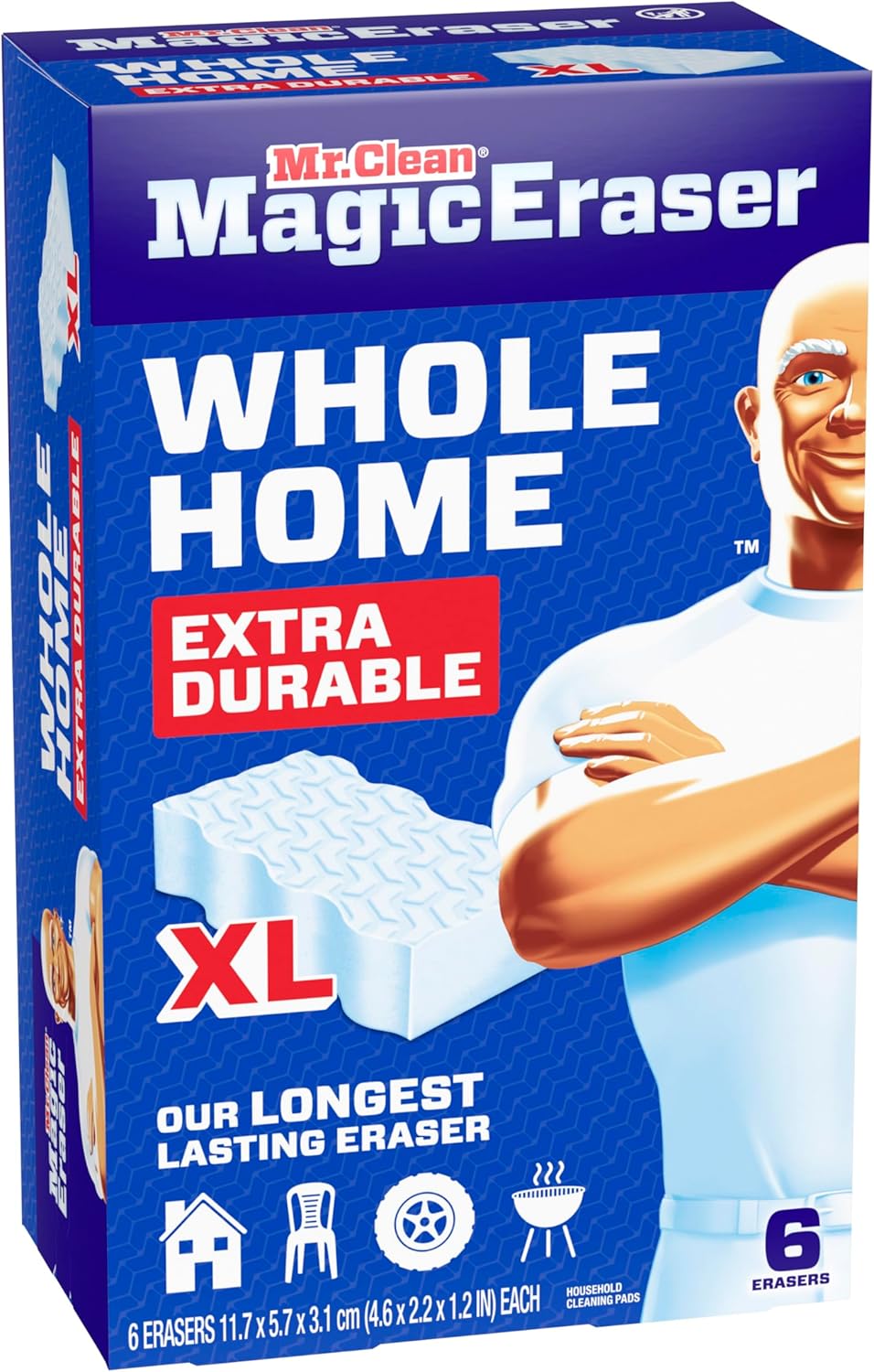 Mr. Clean Magic Eraser Sponge, All Purpose Cleaner, Long Lasting Cleaning Scrubber, Wall Cleaner, Sneaker Cleaner, Oven Cleaner, Kitchen, Bathroom, Shower Cleaning Supplies, Ultra Thick, 5ct