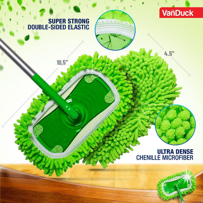 VanDuck Reusable 100% Cotton Mop Pads Compatible with Swiffer Sweeper (4-Pack), Terry Cloth Mop Covers Washable for Wet Mopping and Floor Cleaning (Handle is Not Included)