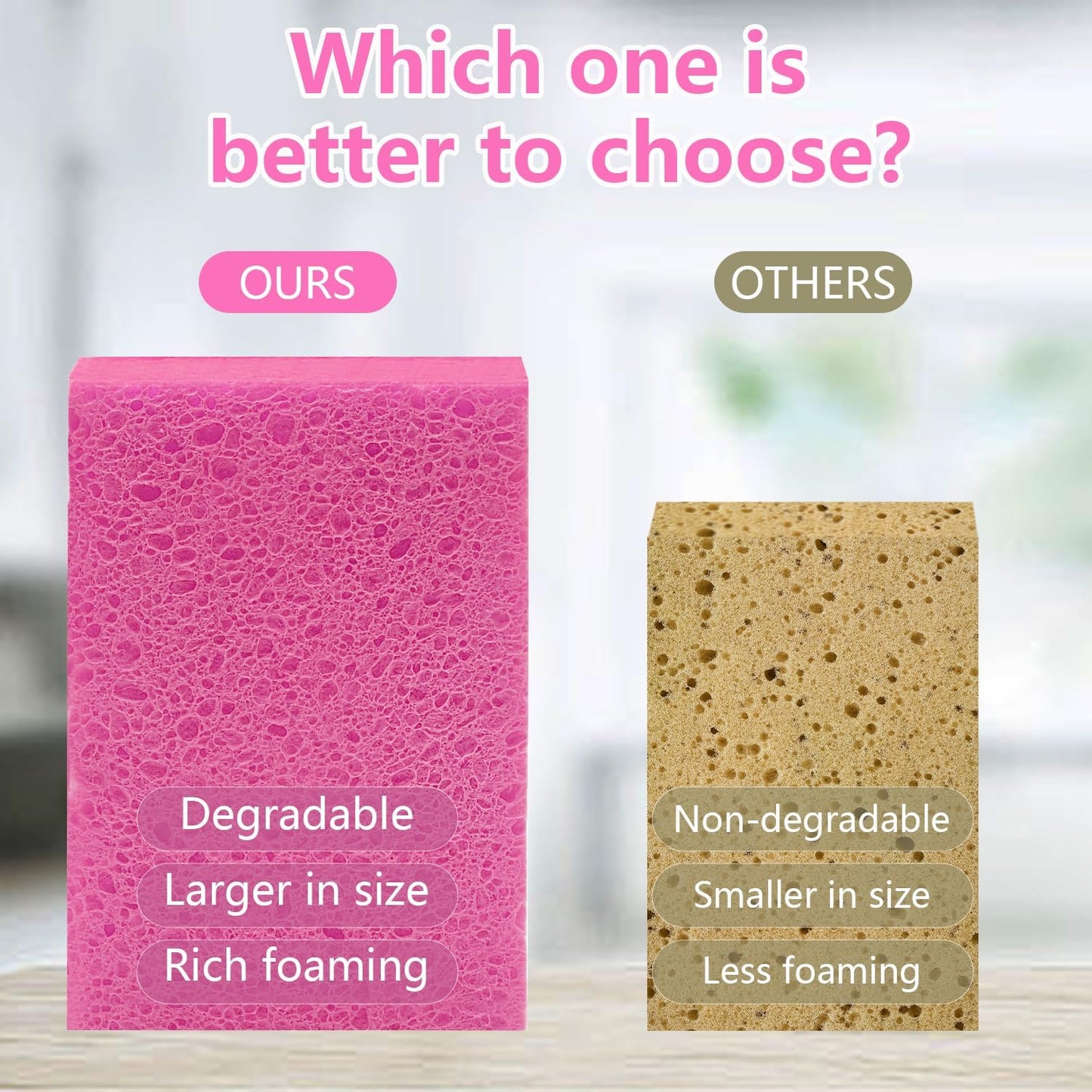 Cellulose Sponges, Large Size 4" x 6" x 1" - Heavy Duty Scrub Kitchen Sponge, Clean Tough Messes Without Scratching Kitchen Cleaning Pads, Pop Up Eco DIY (6 Pack), Green