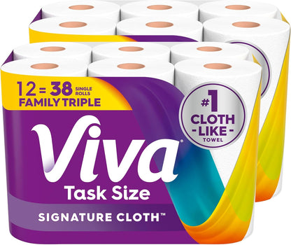 Viva Signature Cloth Paper Towels, Task Size, 8 Family Triple Rolls, 141 Sheets per Roll (Packaging May Vary)