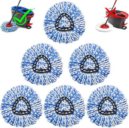 16 Pcs Spin Mop Replacement Heads, 360° Easy Wring Spin Mop 100% Microfiber Refill, Easy Cleaning Spin Mop Heads, 2 Tank System Replace Head for Easy House Cleaning Floor Mopping, Blue&White