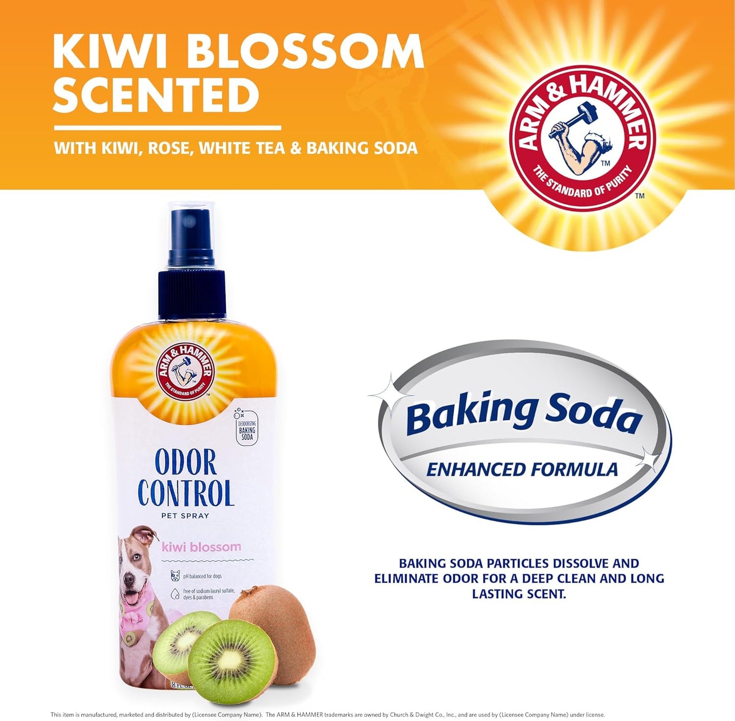 Arm & Hammer for Pets Super Deodorizing Dog Spray with Baking Soda for Odor Control, Freshens Coat Between Baths, pH Balanced Formula for Dogs, 8 Fl Oz - 2 Pack