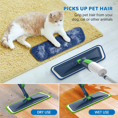 Spray Wet Mops for Hardwood Floor Cleaning: MEXERRIS Floor Mop with 5 Washable Pads for Swiffer Powermop & 2 Refillable Bottles - Home Commercial Dust Dry Mops for Wood Laminate Vinyl Tiles Ceramic
