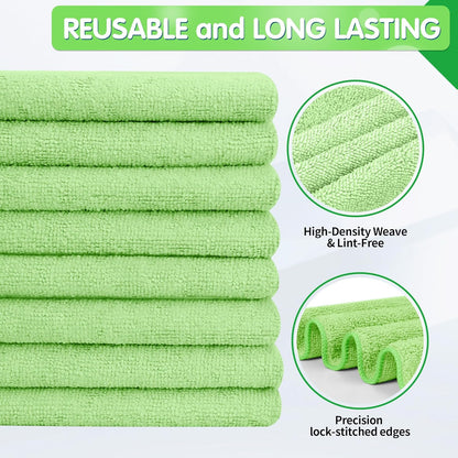 FIXSMITH Microfiber Cleaning Cloth - Pack of 8, Size: 12 x 16 in, Multi-Functional Cleaning Towels, Highly Absorbent Cleaning Rags, Lint-Free, Streak-Free Cleaning Cloths for Car Kitchen Home