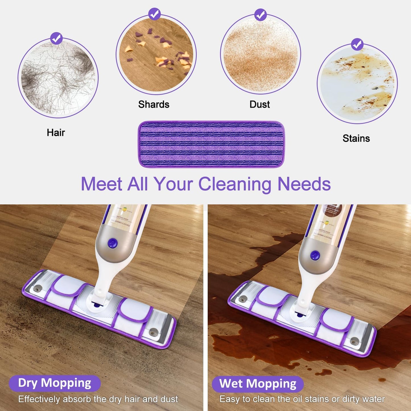 30 Pack Valuable Disposable Mopping Pad Refills Compatible with Swiffer PowerMop, Power Mop Refill Pads Replacements for Swiffer Power Mop Spray Mop Dry&Wet Pads Refills for Multi-Surface Floor Clean