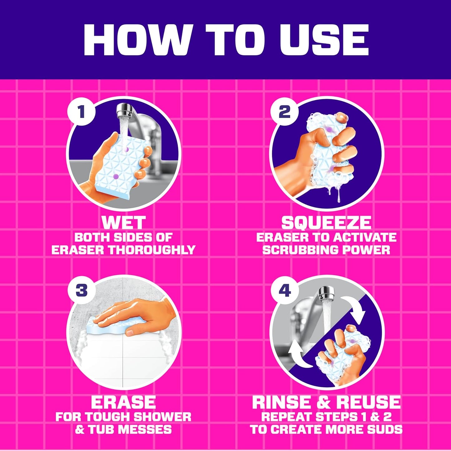 Mr. Clean Magic Eraser Sponge, Bathroom Cleaner, Shower Cleaner, Tub Cleaner, Soap Scum Remover, Bathroom Cleaning Supplies, Dawn Cleaning Power with Febreze Lavender Scent, 5ct