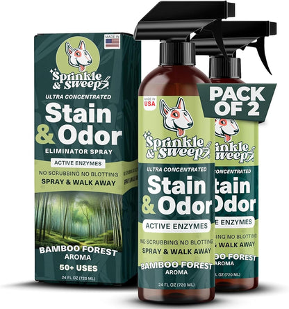 Sprinkle & Sweep: Pet Stain & Odor Enzyme Spray - 24oz - No Scrubbing Concentrated Formula, Dog & Cat Urine & Mess Destroyer, Carpet Spot Cleaning