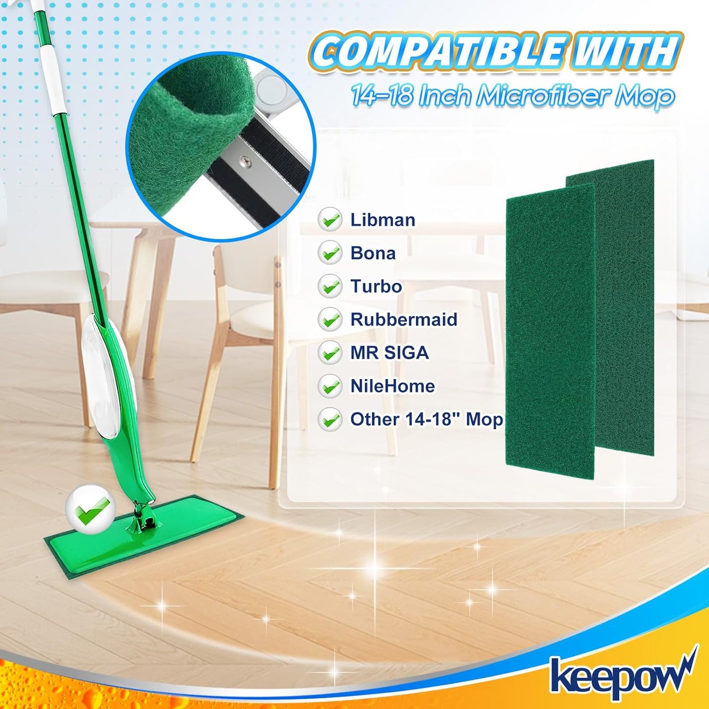 6 Pack Upgraded Spray Mop Refills for Libman Freedom Spray Mop, Washable Microfiber Spray Mop Replacement Head, 6 Count Reusable Mop Pads